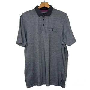 Ted Baker London, 100% cotton polo in black & white.  hem logo tag. Men’s 7